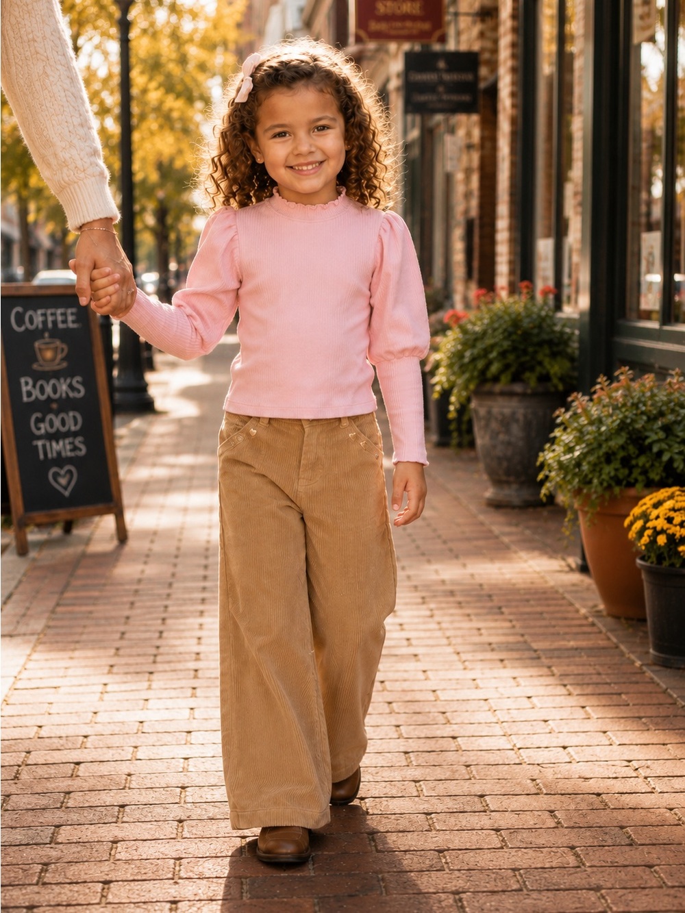 Old Navy Wide Leg Corduroy Pants Heart Stud Camel 5T NWT